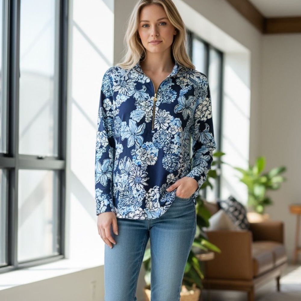 NWT Lilly Pulitzer Skipper Popover Half Zip Stretch Jacket L